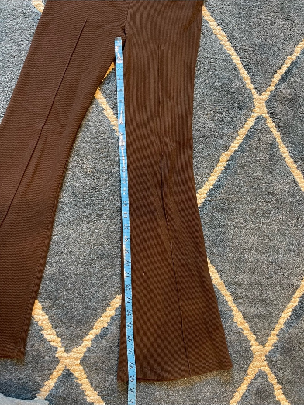 DONNI. Ribbed Boot-Cut Flare Pants — Brown - Picture 6 of 12
